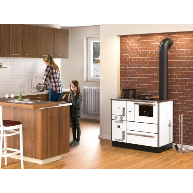 Cuisinière à Bois Alfa 85 G Eco Sortie Droite Blanc – Image 4