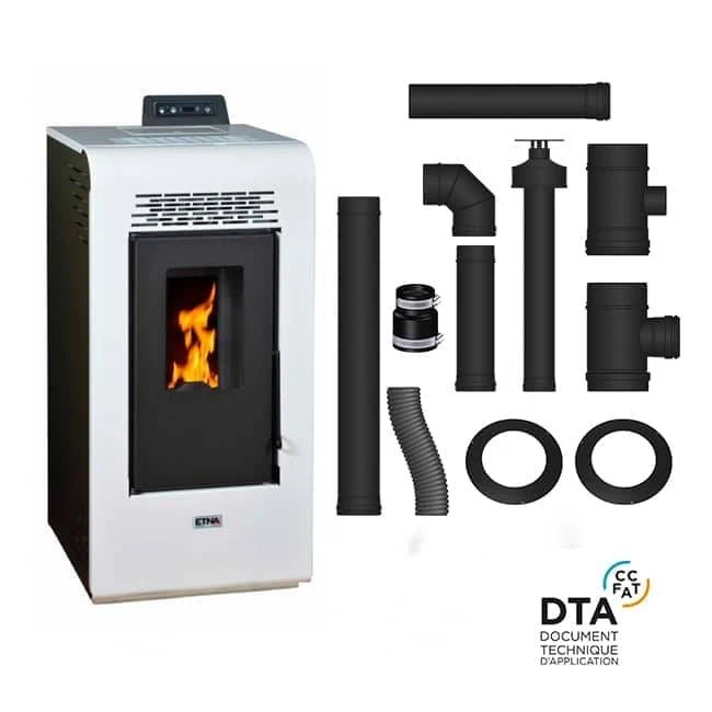 Pack Poêle à Granulés étanche Vulcano + Kit D'installation Ventouse